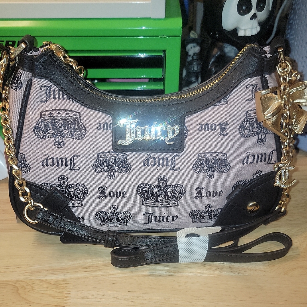 Juicy Couture Black and Pink Shoulder Bag